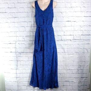 🔵BOGO FREE🔵 CDC Wear Maxi Dress Sleeveless Blue Floral with Tie Sz 10